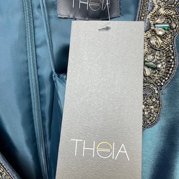 Theia Couture gown NWT size 14 mother of bride formal GORGEOUS jade green - Picture 6 of 7